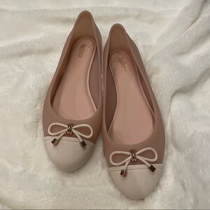Melissa Womens Doll V Ballet Flat Pink/White Size 7 / EU 38 New in Box